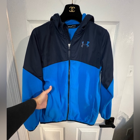 Under Armour North Rim Microfleece Jacket Blue Windbreaker Fleece Youth Size L - Picture 5 of 10